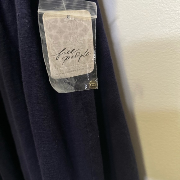 Free People Bella Babydoll Tank Top Navy Blue Tie back Woman Large New XS - Picture 3 of 11